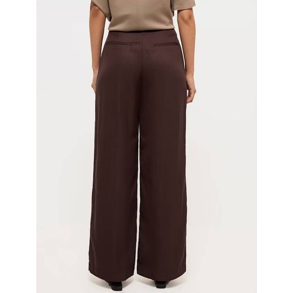 George Brown Twill Wide leg Trouser กางเกงขายาวทรงขากว้าง เอวสูง ซิปหน้า ผ้าlyocellผสม เนื้อนุ่ม ทิ้งตัว ไม่ยืด สีน้ำตาล ราคา ถูกที่สุด ดีลบีเคเค แกลเลอรีภาพที่ 7