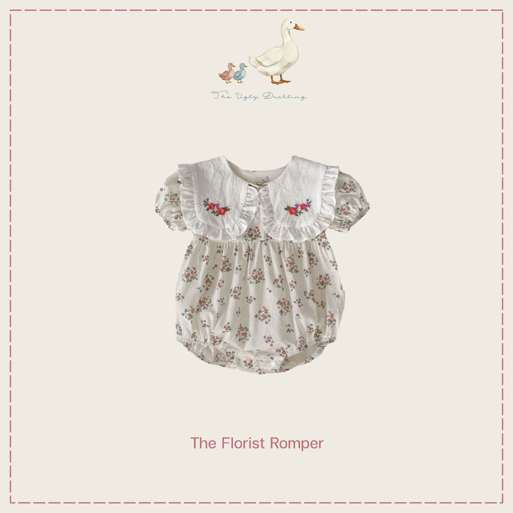 (พร้อมส่ง/ส่งด่วน🛵) Florist Collar Romper ชุดเด็กผู้หญิง-เสื้อผ้าเด็ก Minimal สไตล์เกาหลี จาก the.ugly.duckling