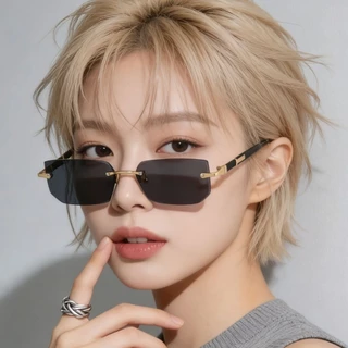 แว่นกันแดดแฟชั่น UV400 รุ่น Nova Rimless ดีไซน์ไร้กรอบ Y2K Vintage Modern แว่นกันแดดทรงสี่เหลี่ยม สไตล์เกาหลีสุดฮิต