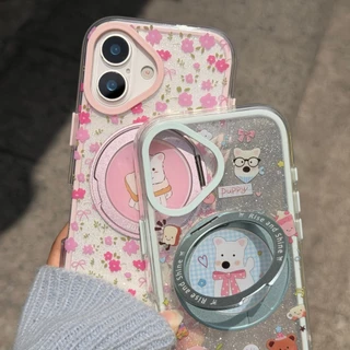 เคสหมี ลายดอกไม้(ขาตั้งได้) IPHONE - 12pm 13 13pm 14 14+ 14pm 15 15+ 15pm 16 16pro 16pm 17 17pro 17pm