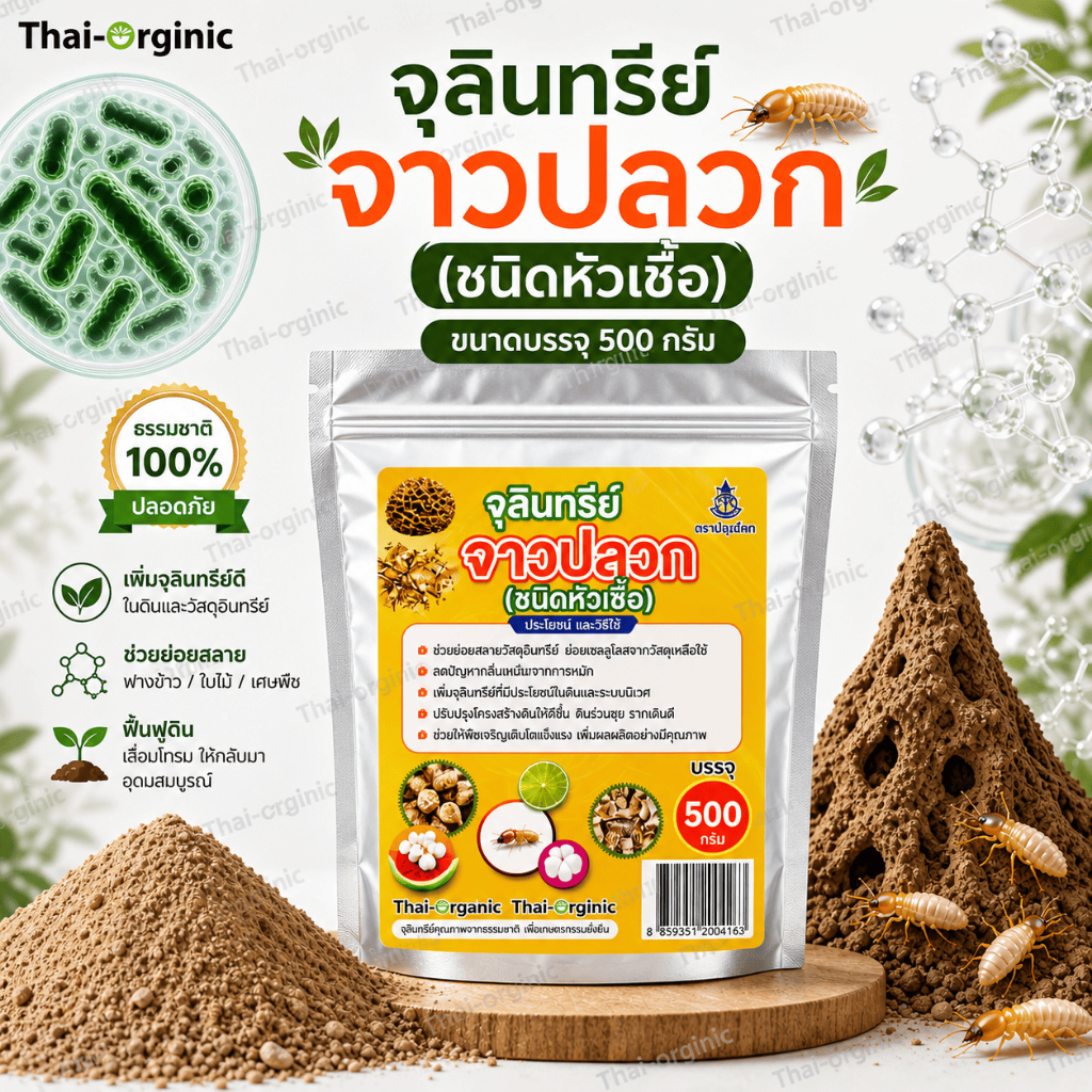 จุลินทรีย์ จาวปลวก 500 กรัม 💥มั่นใจ100% สินค้าล๊อตใหม่ล่าสุด เมื่อซื้อกับนักวิจัยและผู้ผลิตโดยตรง💥