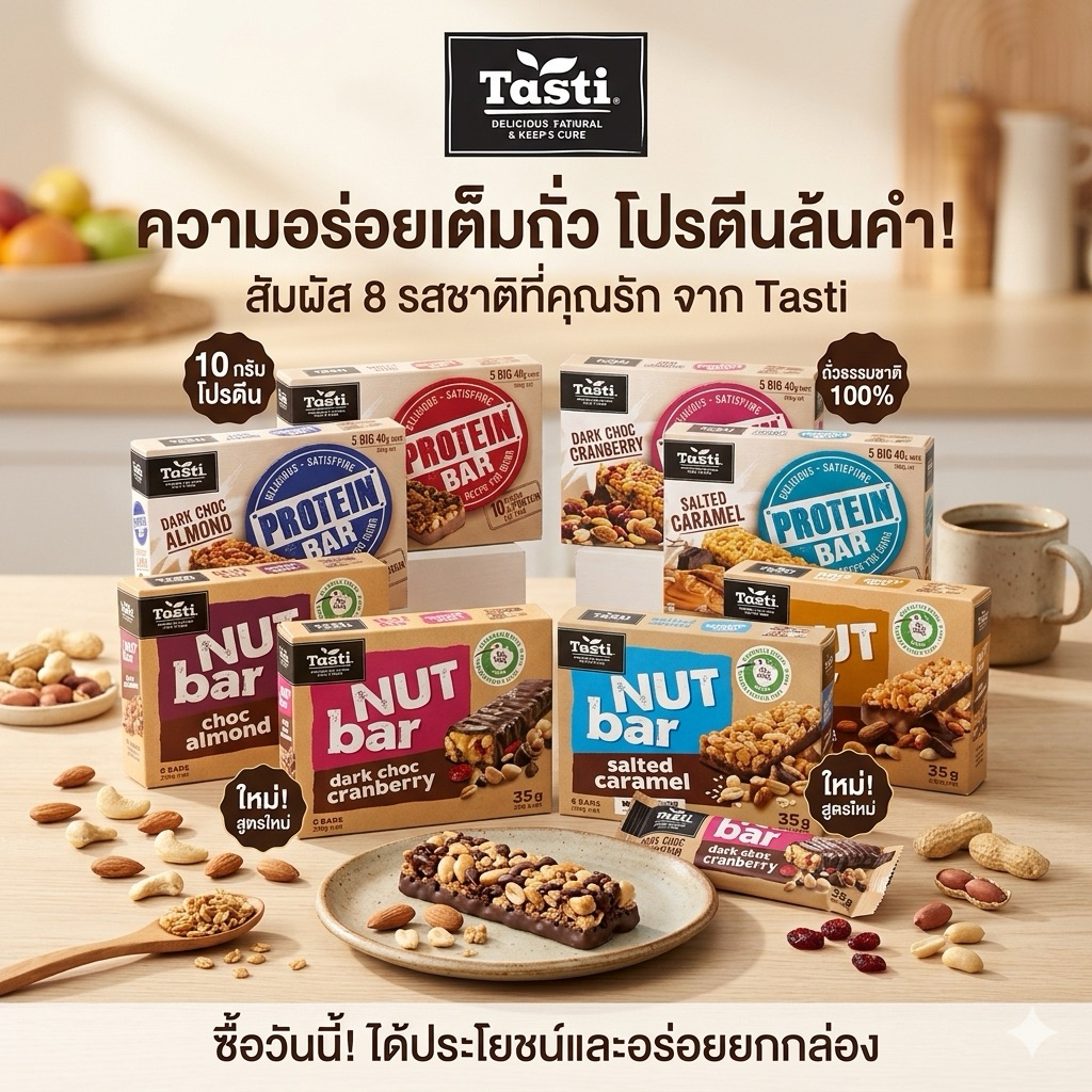 โปรตีนบาร์ Tasti Nutty Choc🔥200กรัม
