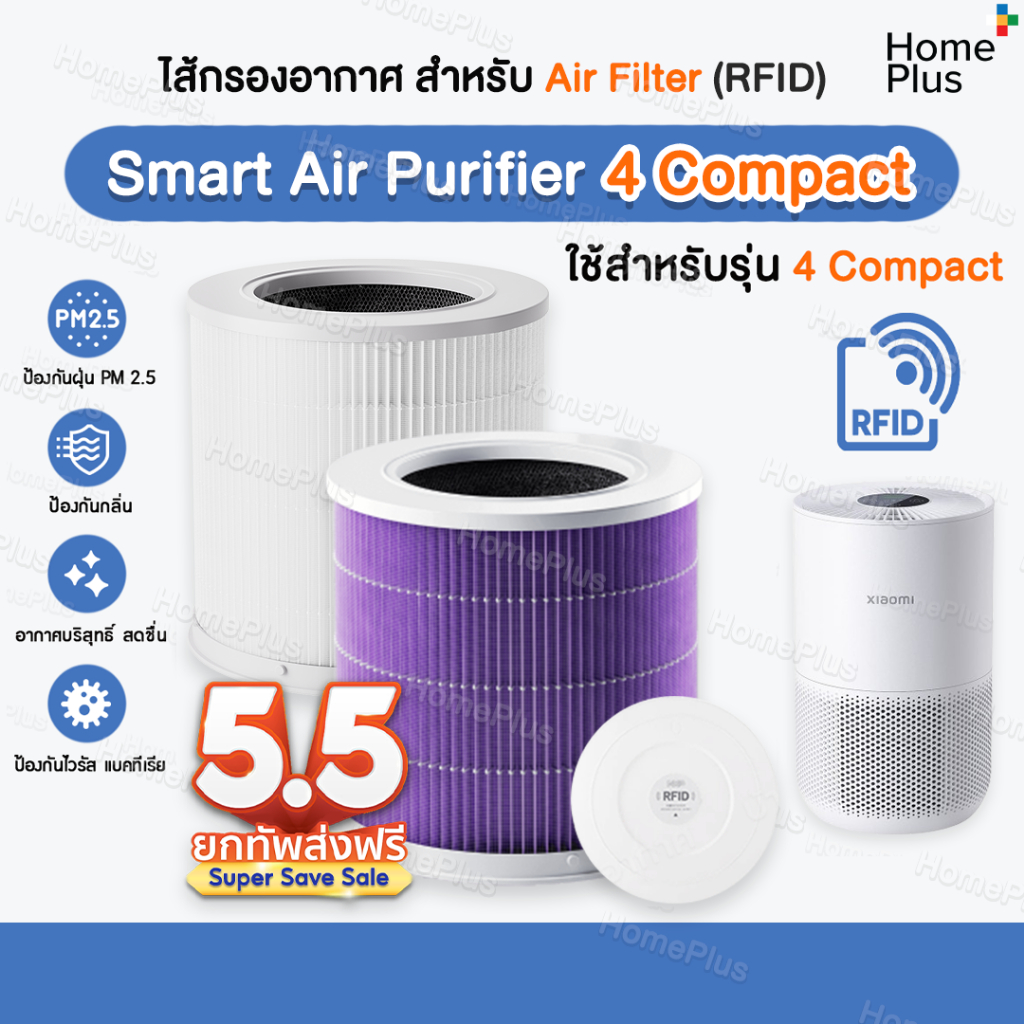 [ส่งไว] RFID ✅ ไส้กรองอากาศ สำหรับ Smart Air Purifier 4 Compact Filter ไส้กรองอากาศเสี่ยวหมี่ กรองฝุ่น ไส้กรอง 4 Compact