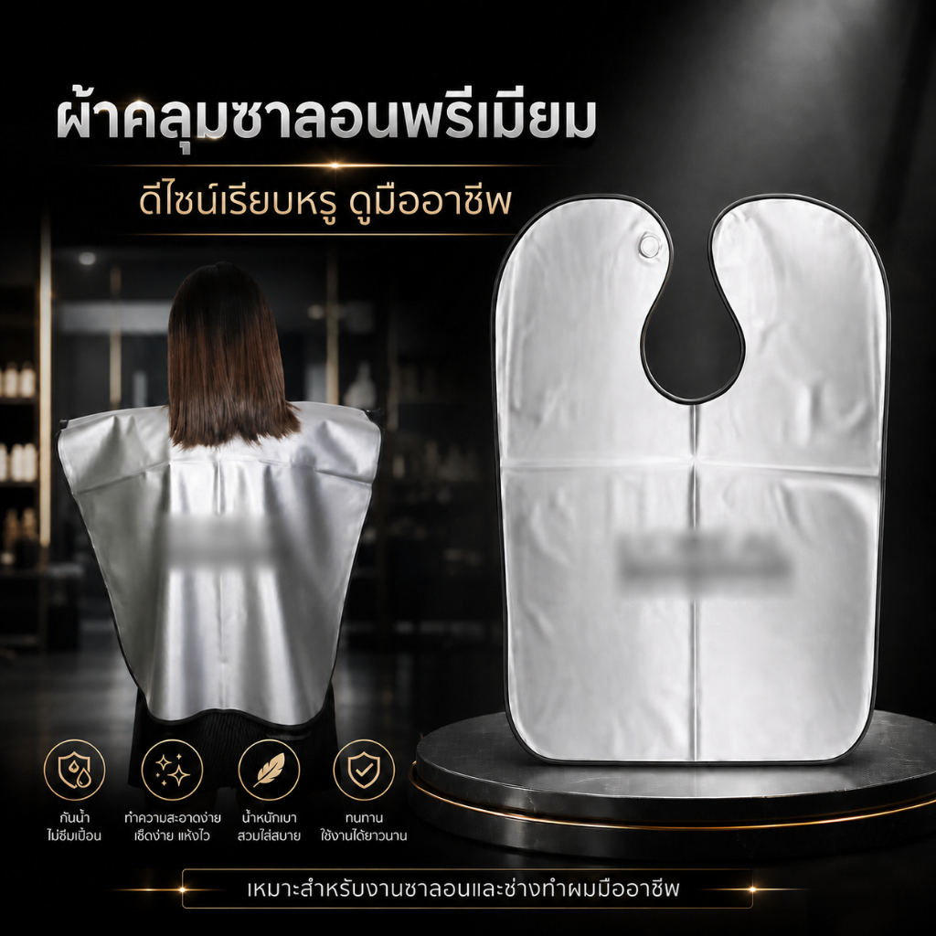 (A65)ผ้ากันเคมีร้านเสริมสวย