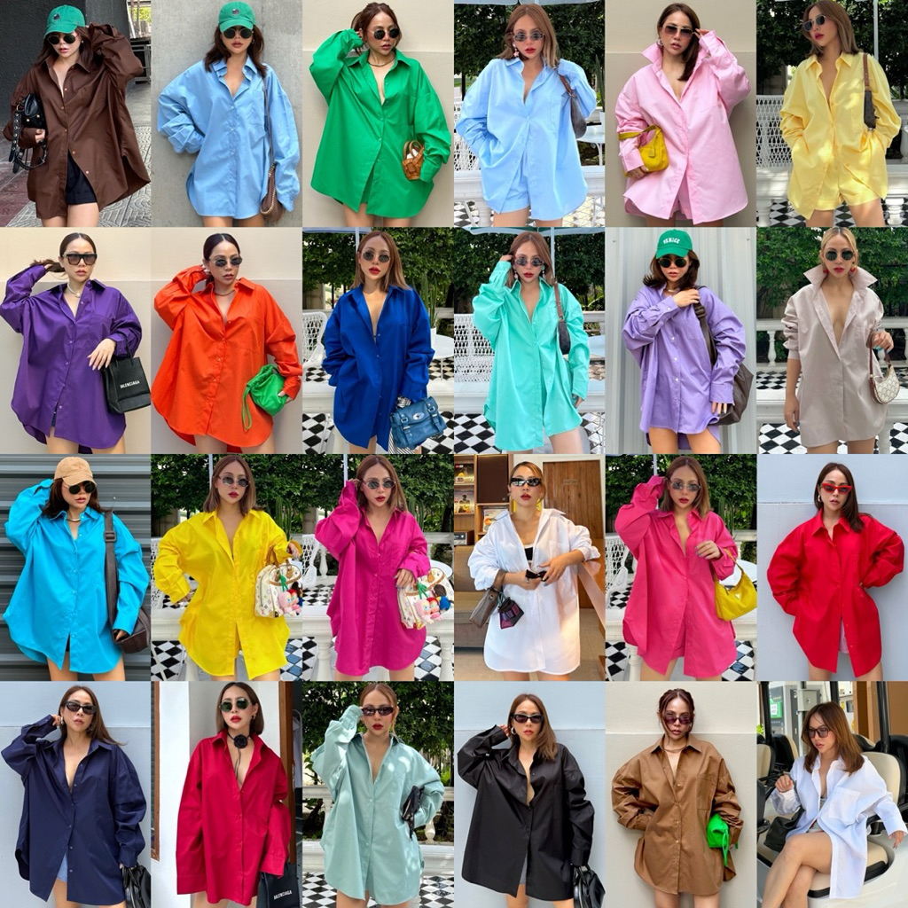 Bright by Aruna:เชิ้ตโอเวอร์ไซร์Boyfriendshirtอก50“ยาว28“24สี