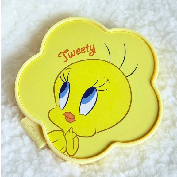 Looney Tunes กระจกพับ Tweety พกพา 2 หน้า (ปกติ + ขยาย 2 เท่า) น่ารัก สไตล์เกาหลี พร้อมส่ง