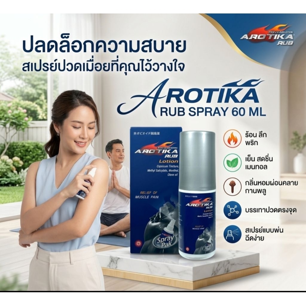 Arotika  Spray ขนาด 60ml เป็นสเปรย์สมุนไพรสูตรเย็น