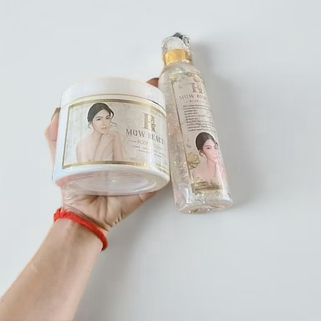 (1 Set) ครีมเมจิกไวท์ H Mgw Beauty Body Lotion + Serum 1 เซ็ต ครีม+เซรั่ม