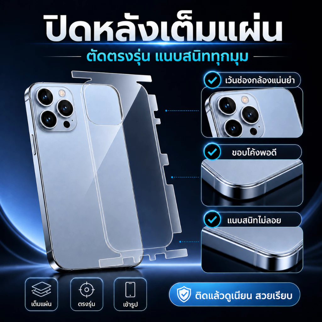 iFilm TPU ฟิล์มหลัง ไฮโดรเจล ใส ด้าน For iphone 17promax 17Air 17 Pro 16 pro max 16plus 15 promax 14 iphone13 11 ไอโฟน thumbnail 4
