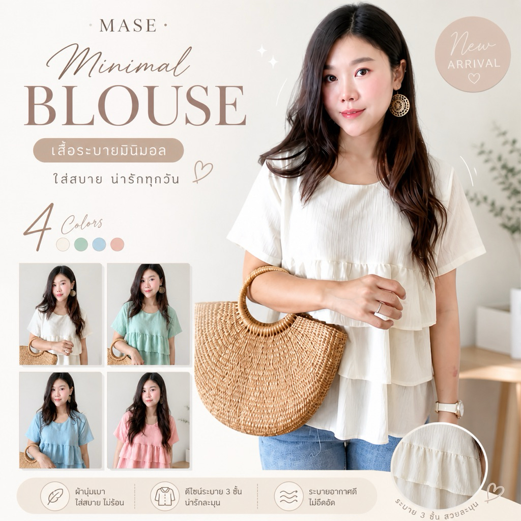 (พร้อมส่ง)🌷🌸เสื้อคอกลมแต่งระบายชั้นอก42“ยาว 22“ผ้านุ่มเบาใส่สบายน่ารักสุดๆสั่งเลย