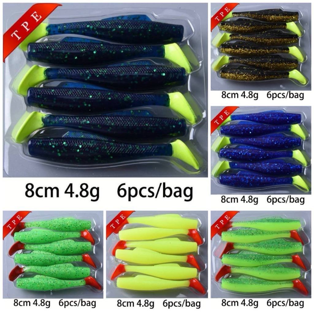 IZONเหยื่อปลายางทรงเทพ  8 CM. น้ำหนัก 4.8g (6 ตัว/ชอง) เนื้อ TPE นุ่มเหนียว แอ็คชั่นเทพ