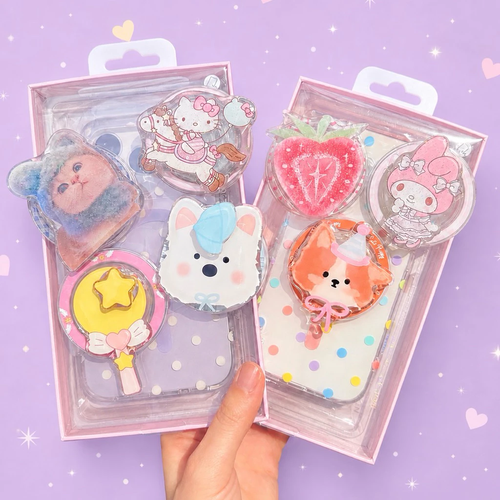 (ส่งทันที!) Supercase | Magnatic Cartoon Griptok Popsocket ขาตั้งมือถือ แม่เหล็ก คิตตี้ คุโรมิ