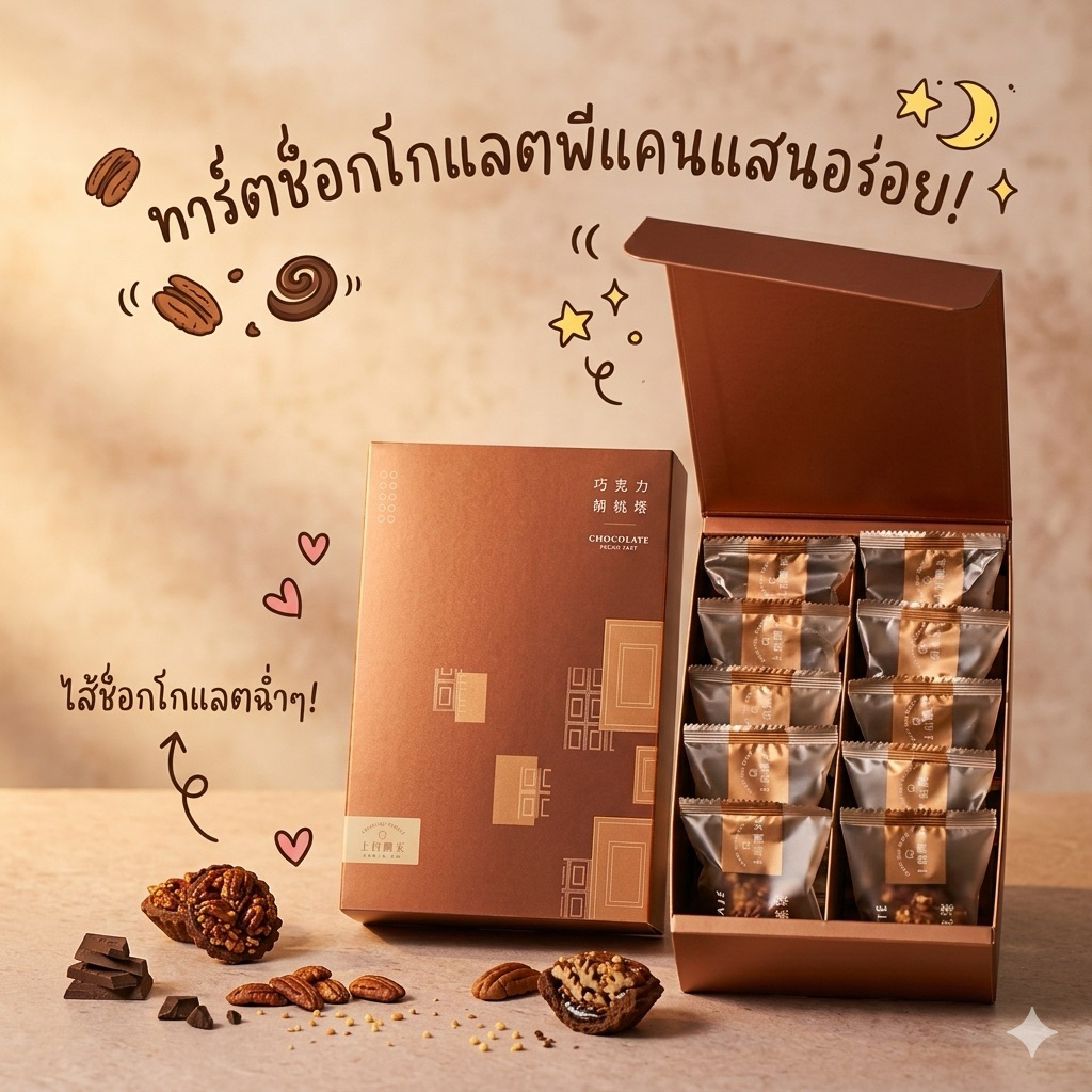 ‼️ของแท้จากไต้หวัน‼️Chocolate Pecan Tart ตัวแป้งทาร์ตและไส้ใช้ ช็อกโกแลตดำ Dark Chocolate คุณภาพดี รสชาติที่เข้มข้น