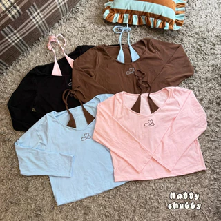 (🎀shopee video & liveมีส่วนลด+ส่งฟรี🎀) พร้อมส่ง ครบสี✅เสื้อแขนยาว แต่งคล้องคอ ใส่เปิดไหล่ได้หรือไม่เปิดก็ได้ (38-50)