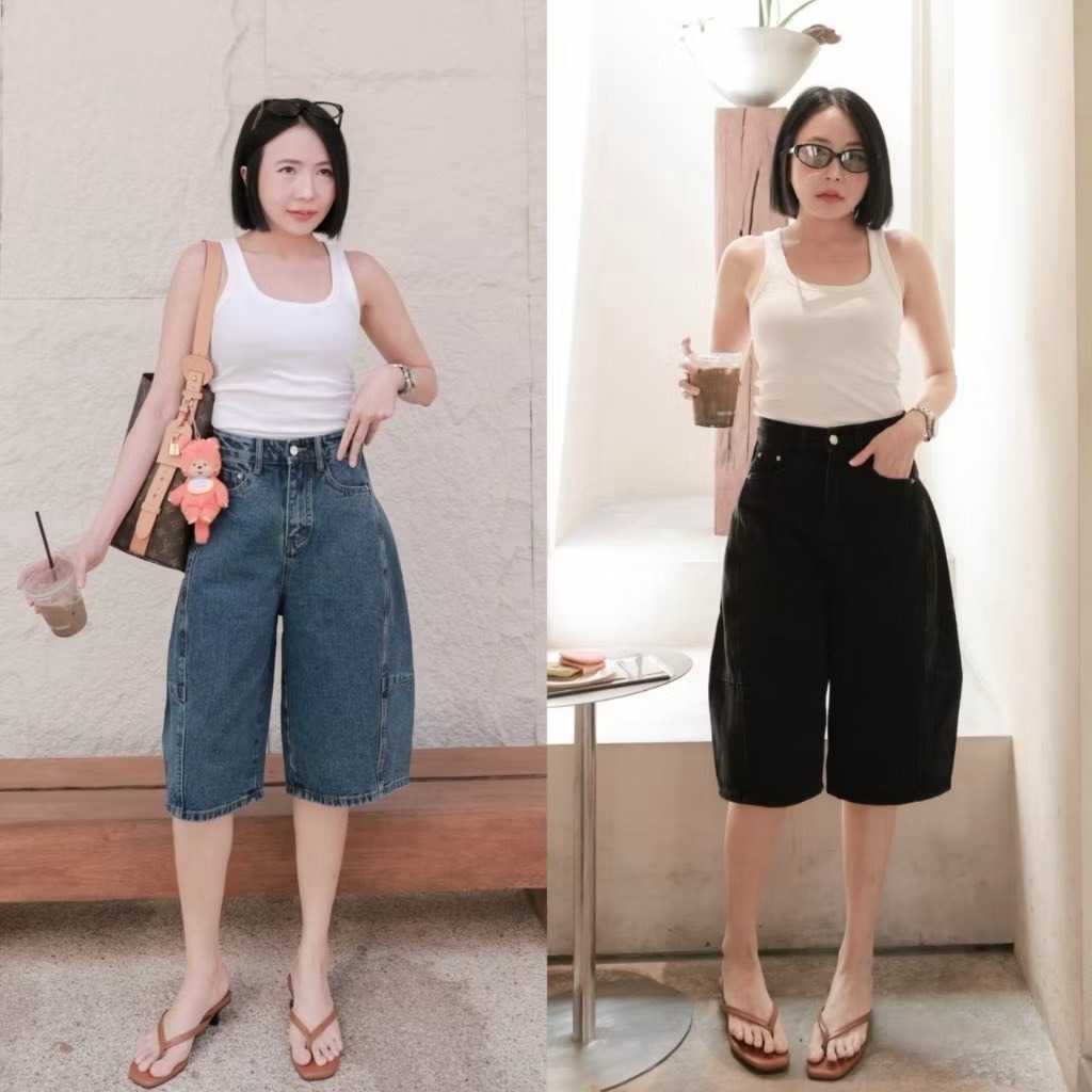 11028 Baggy Shorts Jeans กางเกงยีนส์baggy ขาสั้น3ส่วน งานป้าย fsy