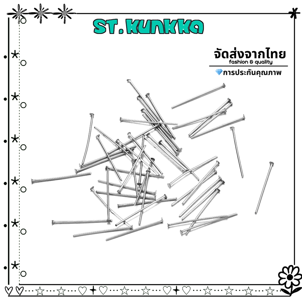 จัดส่งจากไทย หมุดสแตนเลส 15/25/30/40/45/50/70 มม.100 ชิ้น ถุงสําหรับทําเครื่องประดับ Diy