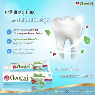 Dok bua ku herbal toothpaste 180g.*2 หลอด ดอกบัวคู่ ยาสีฟันสมุนไพร สูตร fresh & cool