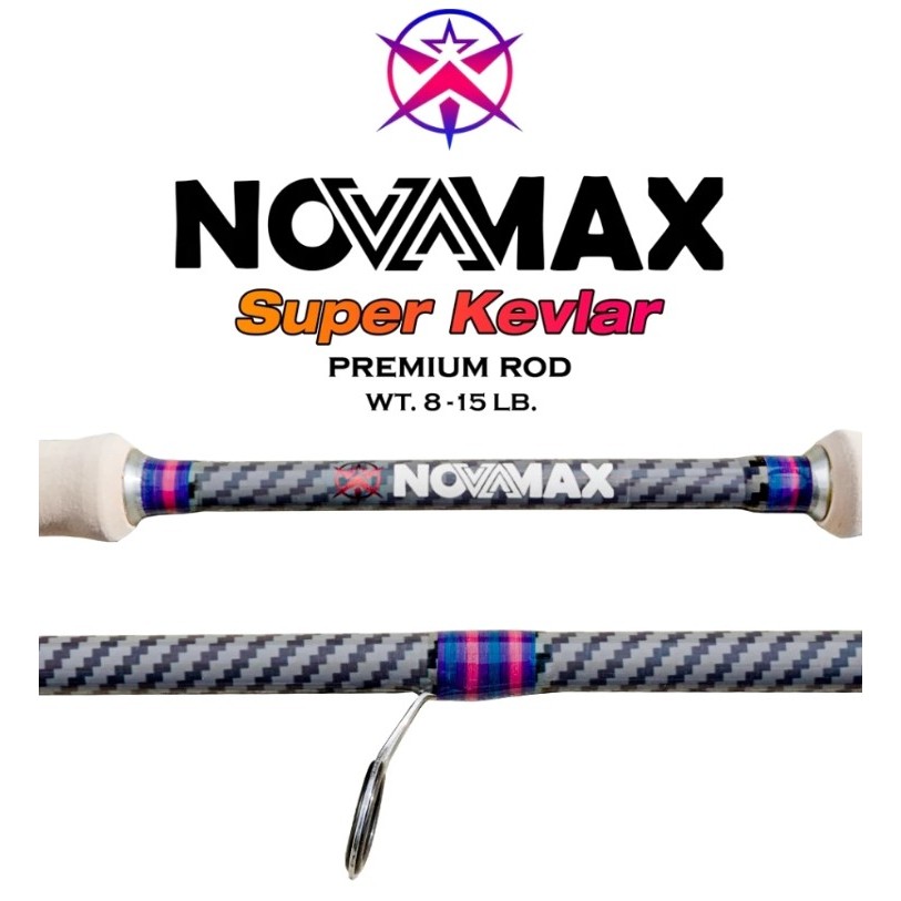 คันสปิ้น Novamax (โนว่าแม็ก)เนื้องานไฟเบอร์ผสมคาร์บอนน้ำหนักเบาแบบ 2 ท่อนต่อกลางเวท 8-15 ปอนด์