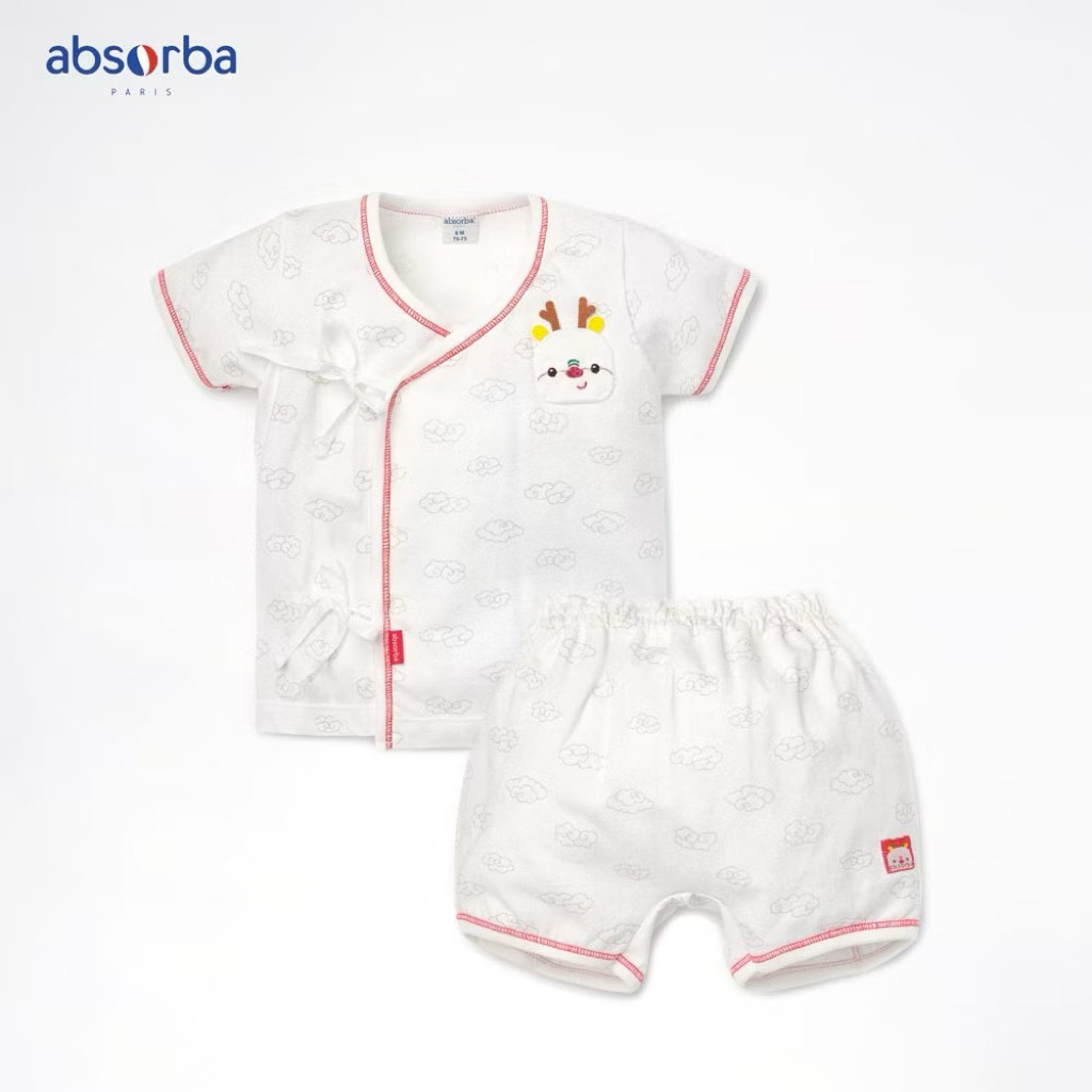 Absorba แอ็บซอร์บา ชุดหมีสั้น แขนระบาย ออแกร์นิก คอตตอน สำหรับเด็กอายุ 3 -18 เดือน คอลเลคชั่น Safari