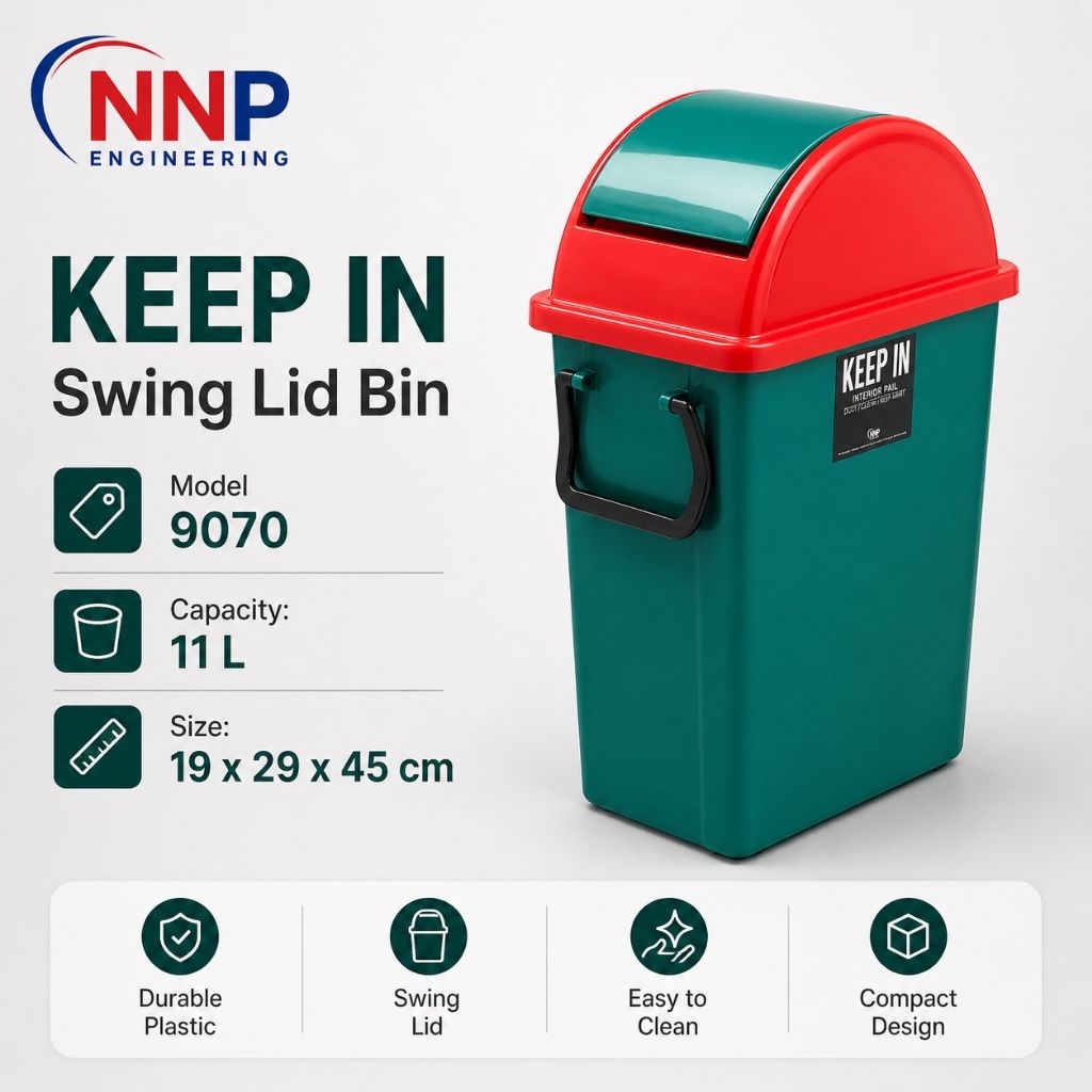 KEEP IN Swing Lid Bin รุ่น 9070
ถังขยะฝาสวิงดีไซน์กะทัดรัด