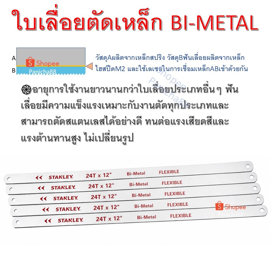 ใบเลื่อย ไฮสปีด ตัด เหล็ก สเเตนเลส 12 นิ้ว เหล็กไฮสปีด M2 คมมาก ทนทาน