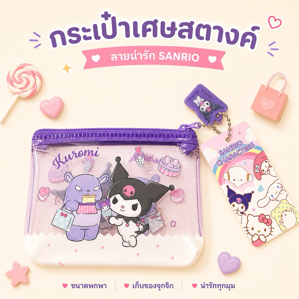 กระเป๋าเศษสตางค์ SANRIO Hellokitty kuromi