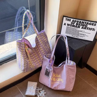 กระเป๋าผ้าไนลอนลายตารางสองด้านDoubleFace bag
