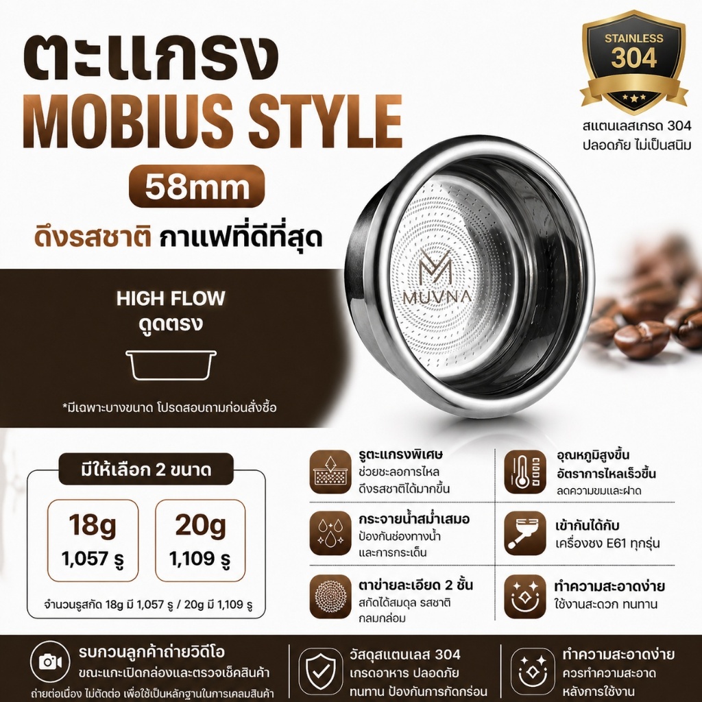 ✅พร้อมส่ง✅ Special Coffee Basket Muvna mobius / Mischief etc. For Espresso E61 Flair58