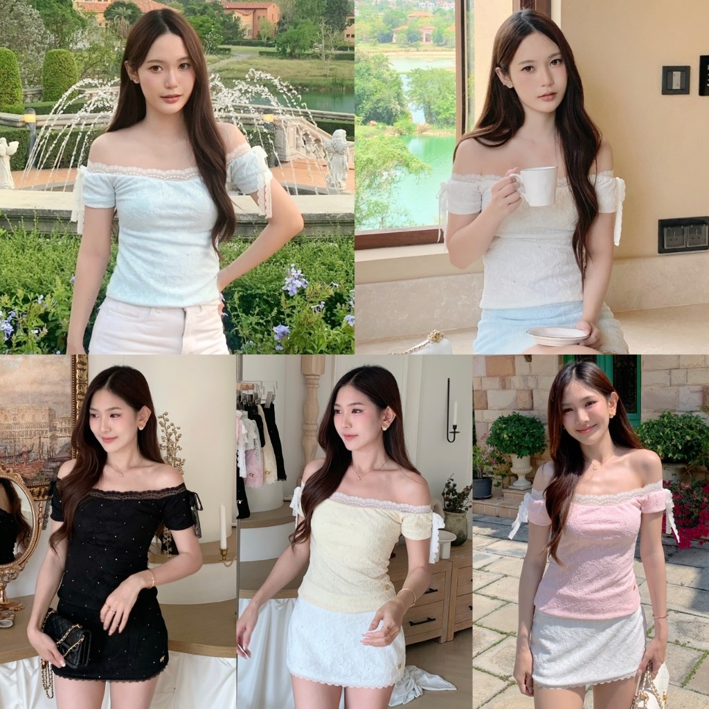 ป้ายยา! NICHARIS Ivy Top เสื้อปาดลูกไม้กลิตเตอร์ตัวเดียวจบ งานปาร์ตี้ต้องมี!