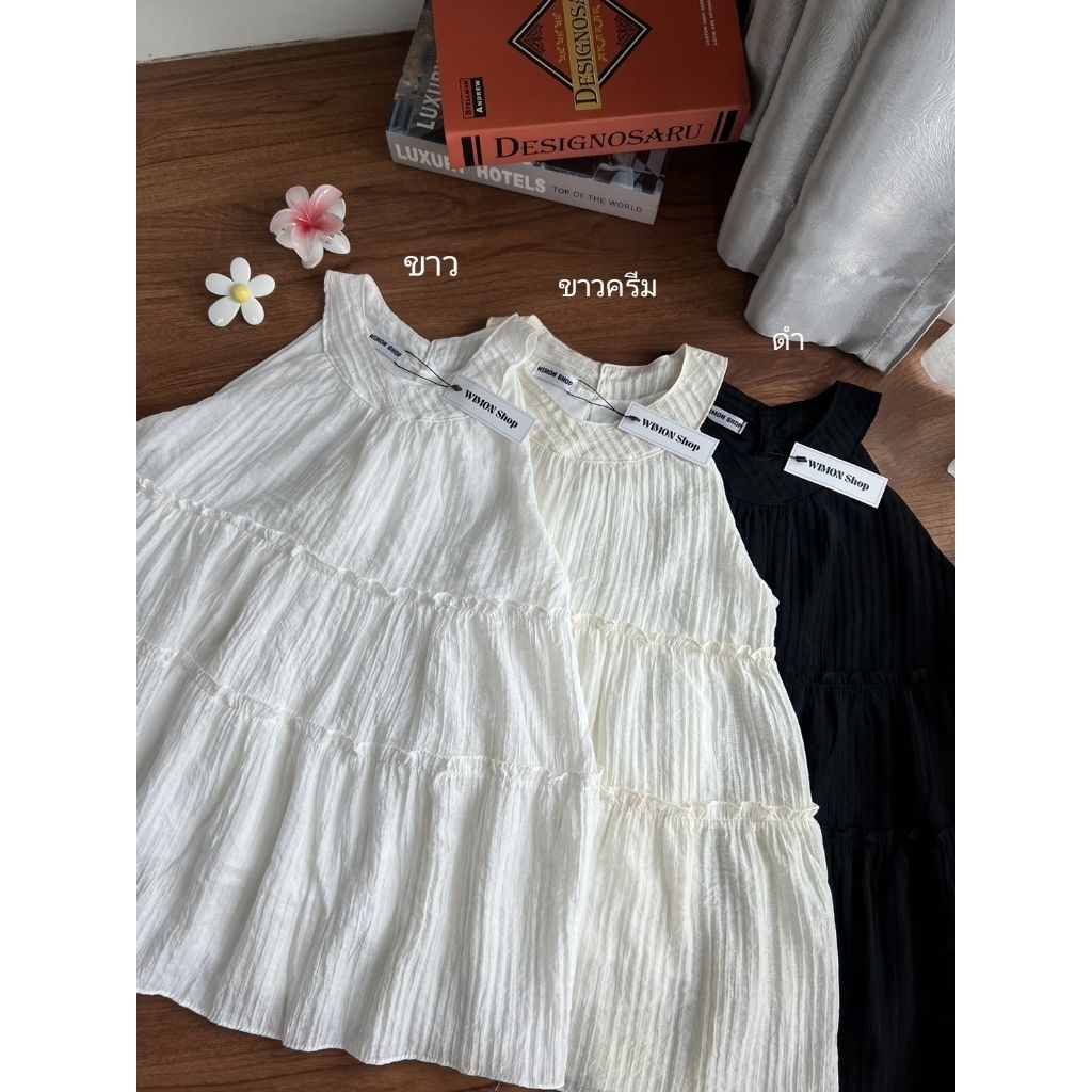 [พร้อมส่ง]น้องแบร์😽🧸| Wimon-เสื้อแขนกุด กึ่งมินิเดรสมีซับใน[อก32-40ยาว26]