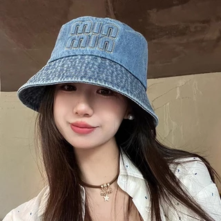 หมวกบักเก็ต ผ้ายีนส์ ทรงสวย โลโก้ชัดด้ายสีทอง พร้อมส่ง🇹🇭งานดี