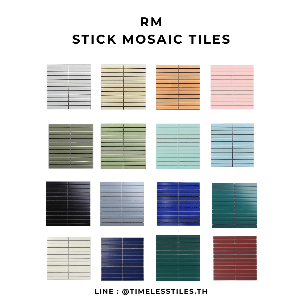 กระเบื้องโมเสคแท่ง (ราคา/11 แผ่น) TIMELESS TILES รุ่น RM MOSAIC TILES WALL & FLOOR ปูพื้น ปูผนัง