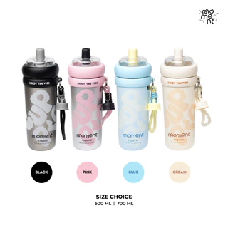 แก้วน้ำ กระบอกน้ำเก็บอุณหภูมิ 500/700ml สแตนเลส316 เคลือบเซรามิก พร้อมหลอดและพวงกุญแจ รุ่น Cuppro Moment