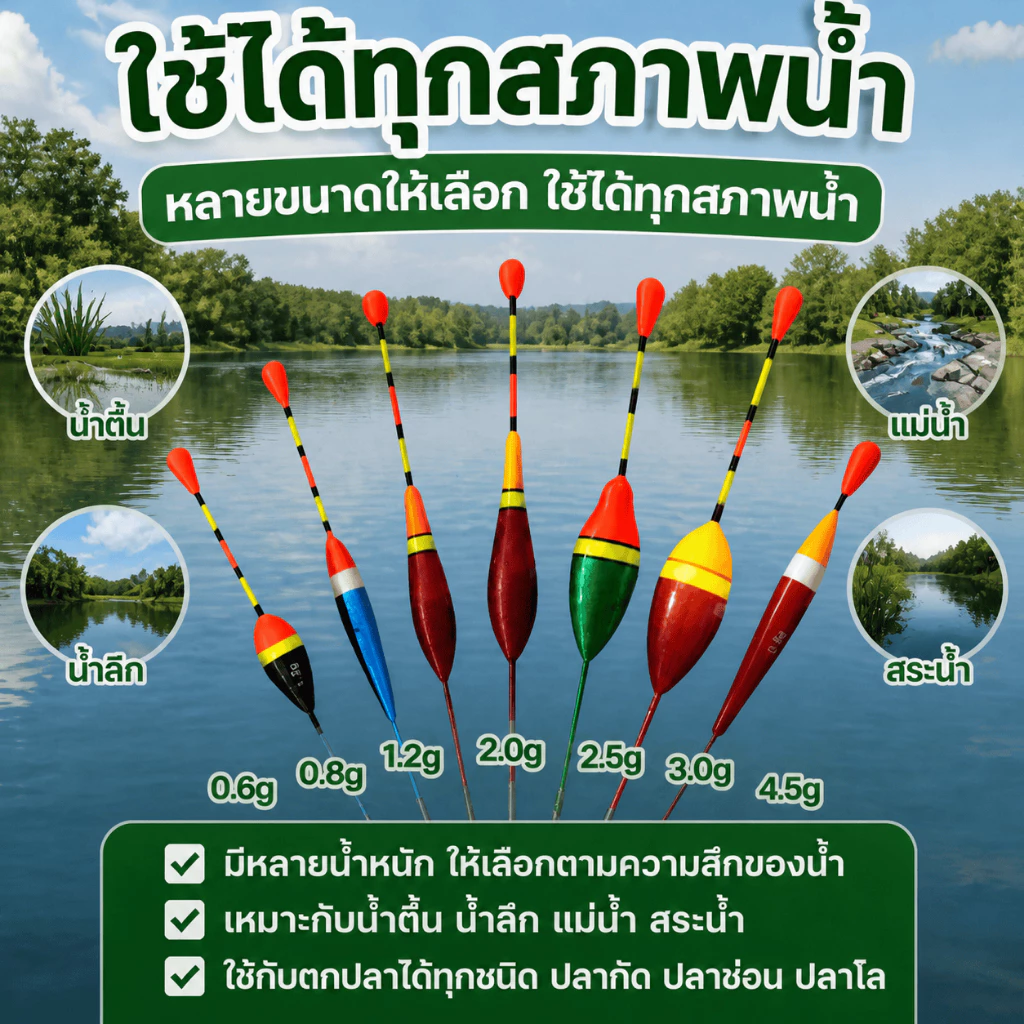 Sikawei ทุ่นลอยน้ํา แบบพกพา อุปกรณ์ตกปลา 0.8g 1.2g 2g 3g 4.5g ตะขอการตกปลา thumbnail 5