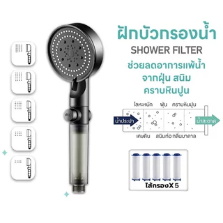 ฝักบัวกรองน้ำ SHOWER FILTER รับฟรีไส้กรองฝักบัว 5 ชิ้น ปลอดภัยต่อผิวบอบบาง ระบบกรองแร่ธาตุ