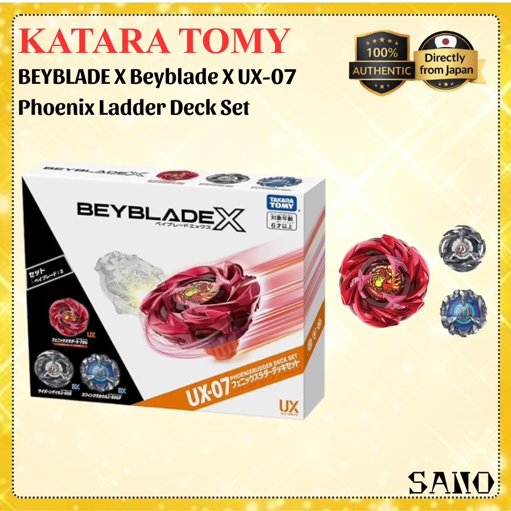 TAKARA TOMY Beyblade X UX-07 Phoenix Rudder Deck Set Battle Top Spinning Toy Set