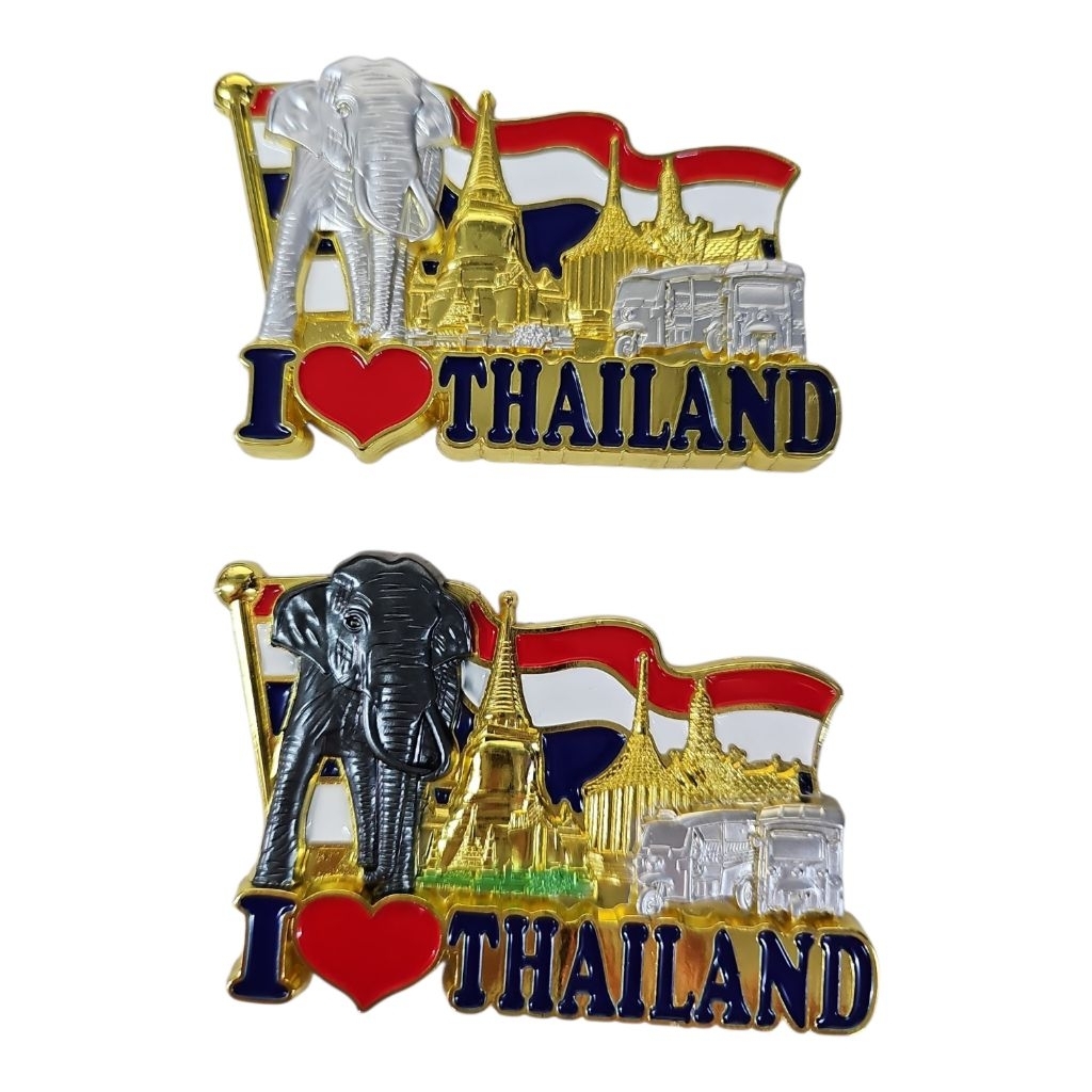EVแม่เหล็กติดตู้เย็นโลหะ ลายช้างไทย + แลนด์มาร์คประเทศไทย (Bangkok Phuket Thailand)