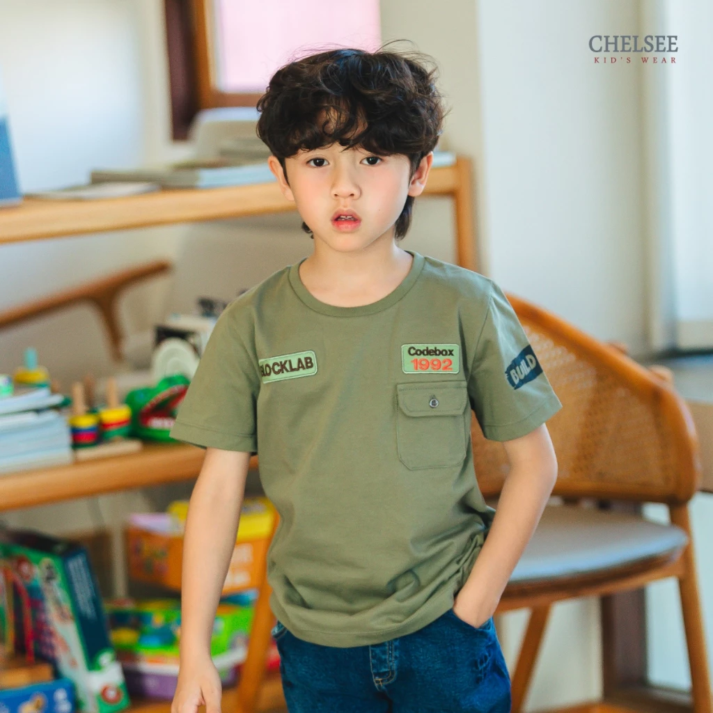 Chelsee เสื้อยืดคอกลม แขนสั้น เรียบๆ ผ้า 100%Cotton เด็กผู้ชาย อายุ 1.5-10 ปี เสื้อผ้าเด็กโต รุ่น 128273