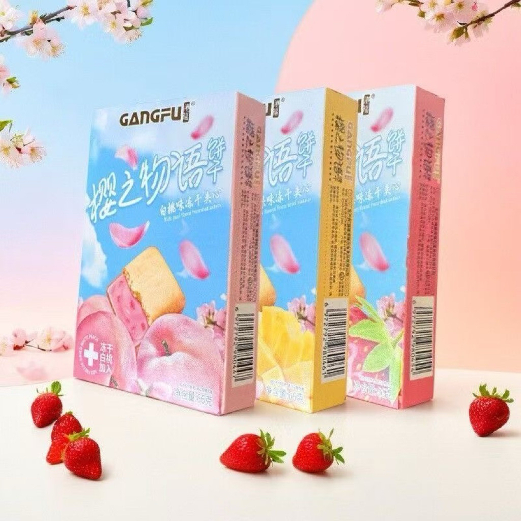 คุกกี้สอดไส้Gangfu มี 3 รสให้เลือก 1 กล่อง 66กรัม