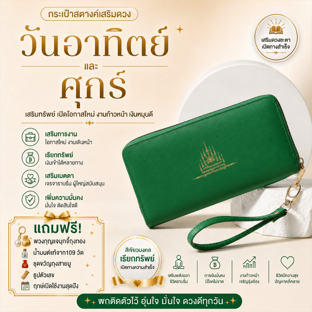 [ฟรีพวงกุญแจ]กระเป๋าสตางค์ลงยันต์โภคทรัพย์(ไม่ลอก)+ของแถมสายมู8ชิ้น+ฤกษ์เปิดสุดปัง – โปรปัง