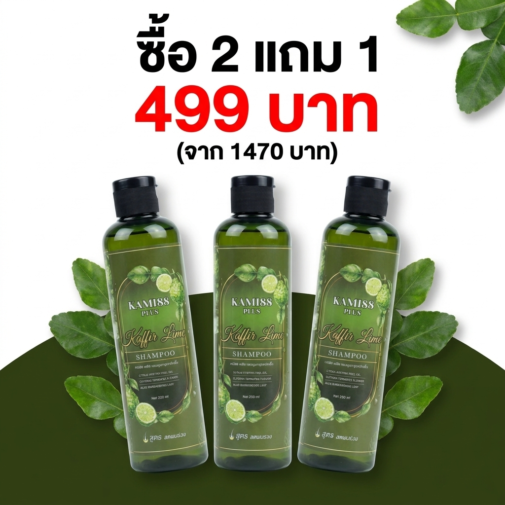 ( 2 แถม 1 ) คามิ 88 แชมพูสมุนไพรสูตรสกัดเย็นเพื่อผมสุขภาพดี ขนาด 250 ml. x3