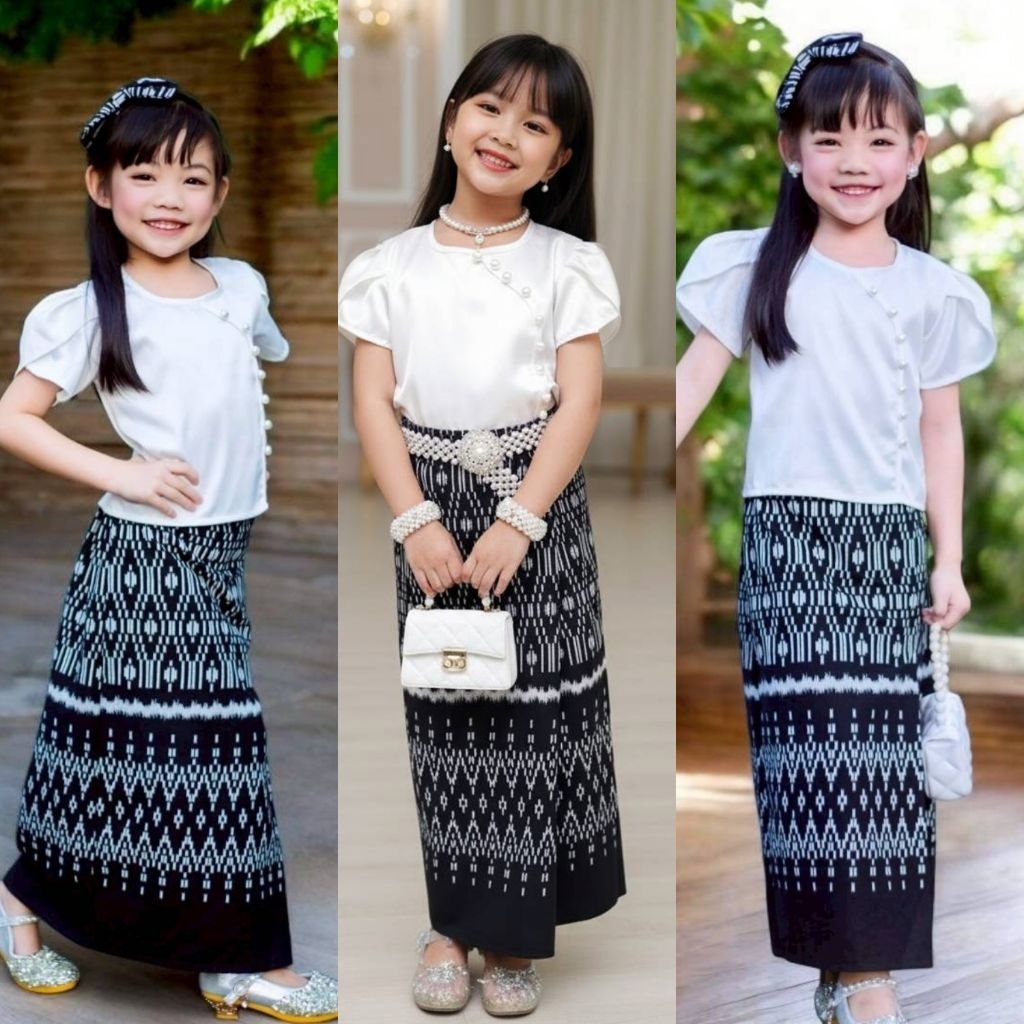 ชุดไทยเด็กลิซ่า ชุดเด็ก ชุดเด็กลิซ่า💚พร้อมส่ง(DD)