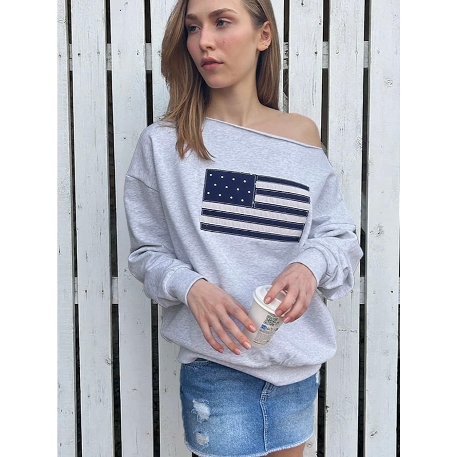 (พร้อมส่ง) Subdued USA Sweatshirt เสื้อเปิดไหล่แขนยาว เสื้อสเวตเตอร์ เสื้อปาดไหล่ ของแท้จากช็อป