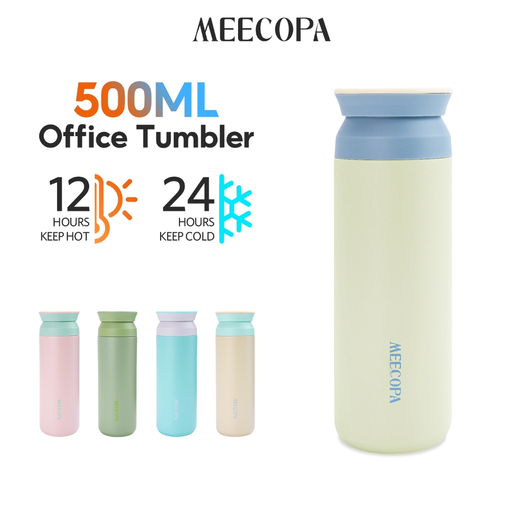 MEECOPA แก้วเก็บอุณภูมิ 500ML สแตนเลส304 การแยกชา มีให้เลือก 5 สี ก้นถ้วยฝ้ากันลื่น  แบบพกพา