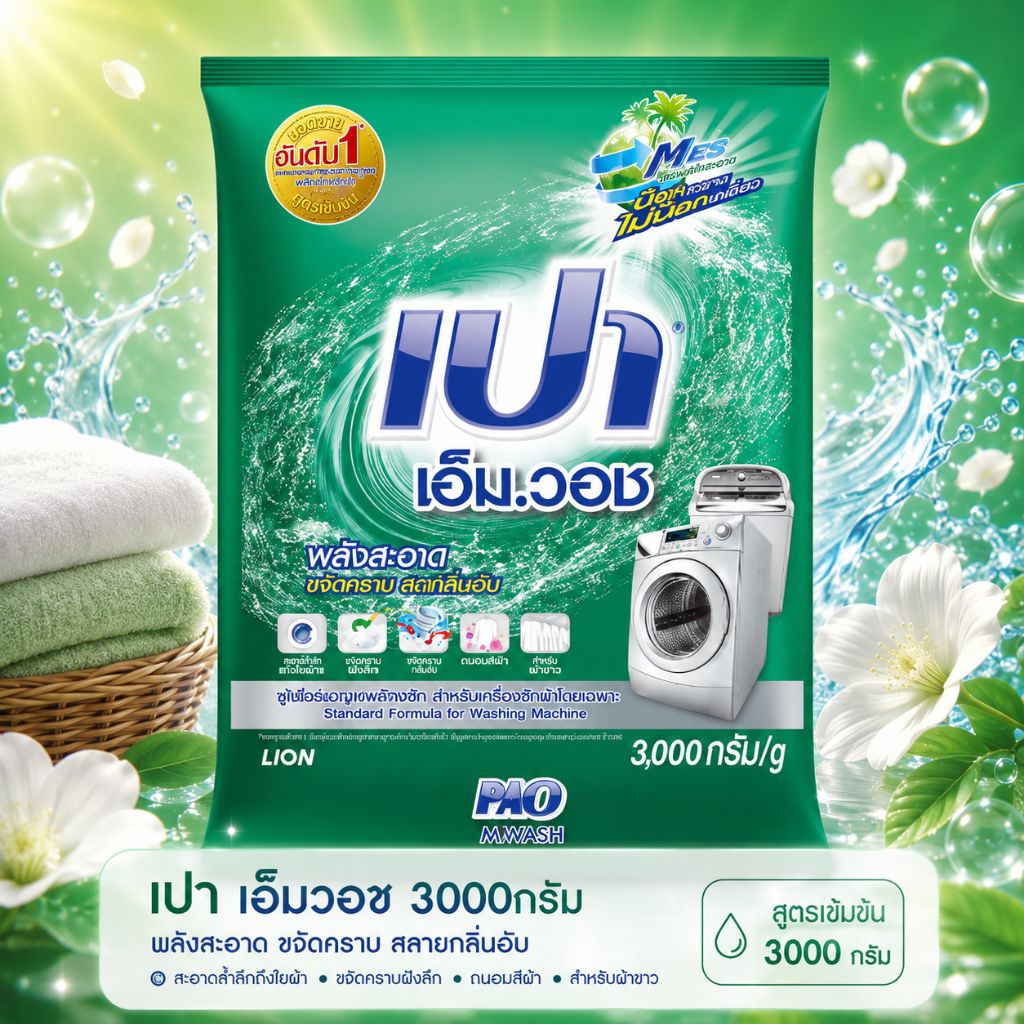 ผงซักฟอก เปา เอ็ม.วอช ขนาด 3000 กรัม