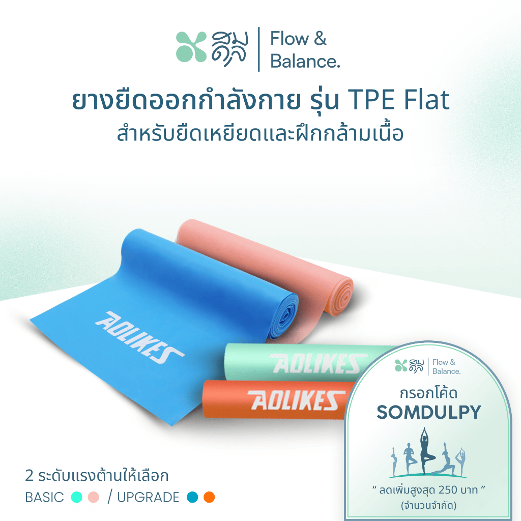 SOMDUL TPE Flat Resistance Band ยางยืดออกกำลังกาย รุ่น TPE Flat สำหรับยืดเหยียดและฝึกกล้ามเนื้อ