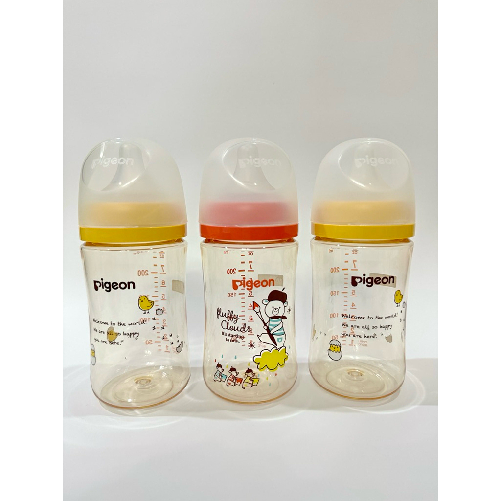 ขวดนม Pigeon พีเจ้น ขวดนมคอกว้าง สีชา PPSU 8 oz