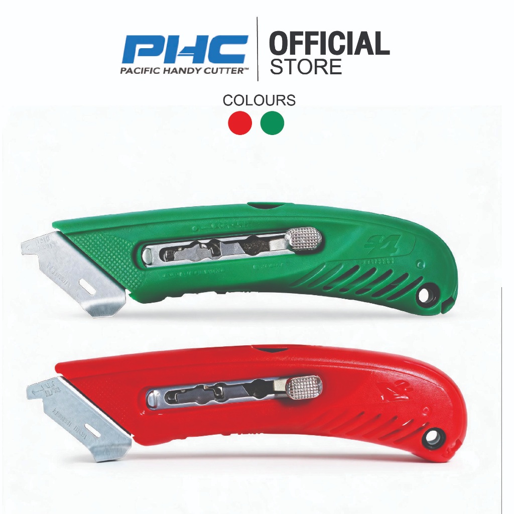 PHC Pacific Handy Cutter คัตเตอร์นิรภัยอเนกประสงค์ PHC S4 Safety Cutter สีแดง/สีเขียว
