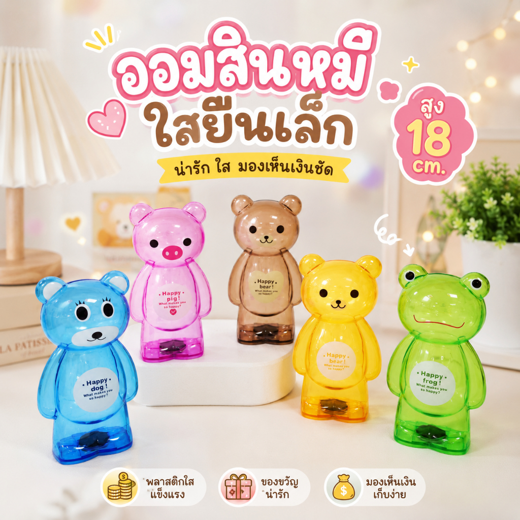 กระปุกออมสินหมีใสยืนเล็กMLY214