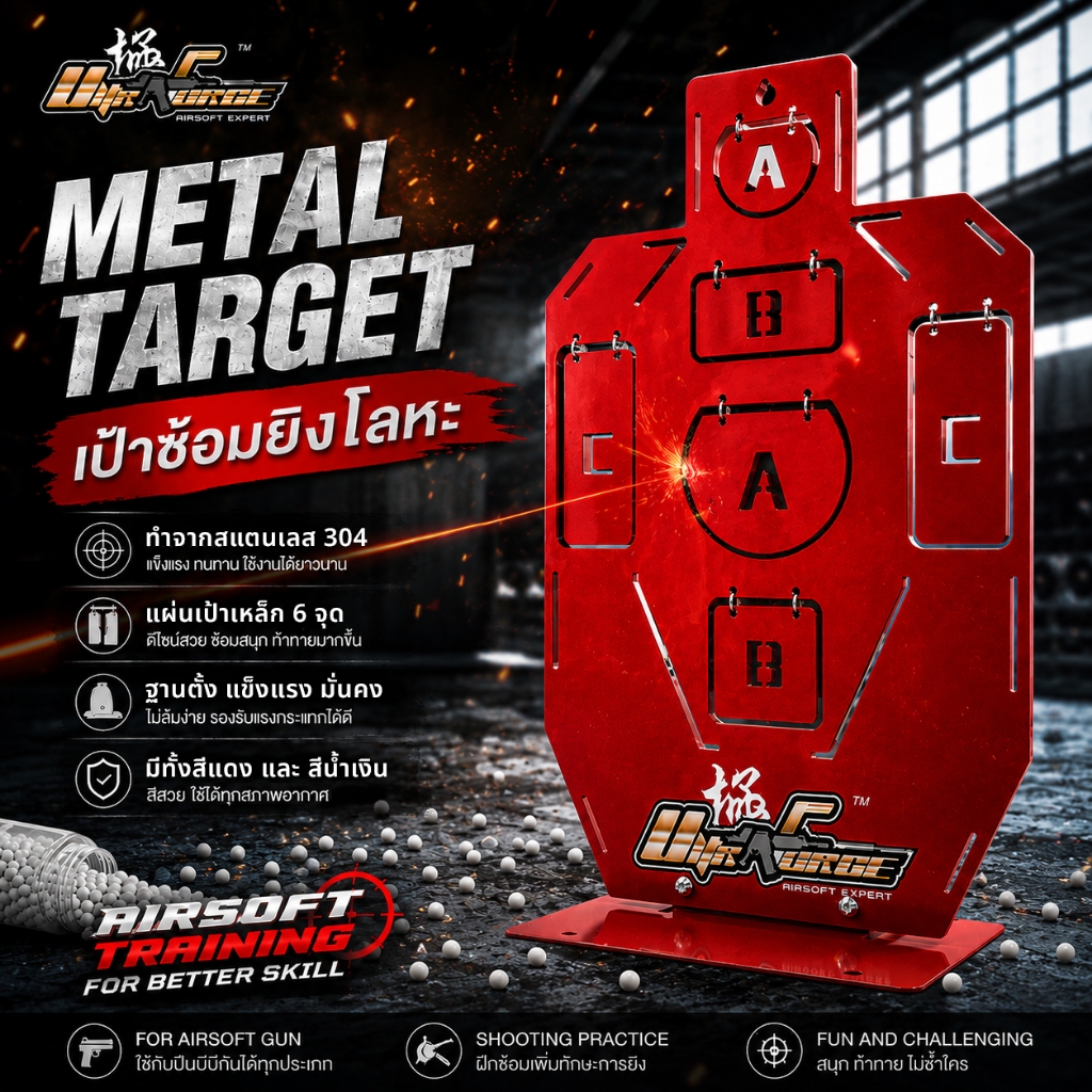 IDPA IPSC Metal Practice Target ขนาด 42 x 26 CM.